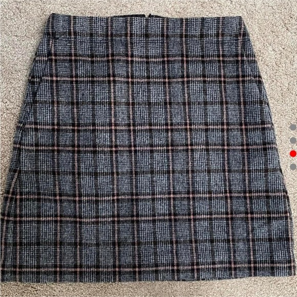 Loft Grey and Pink Academia Career Tartan plaid wool blend skirt plus size 16 - Picture 4 of 8